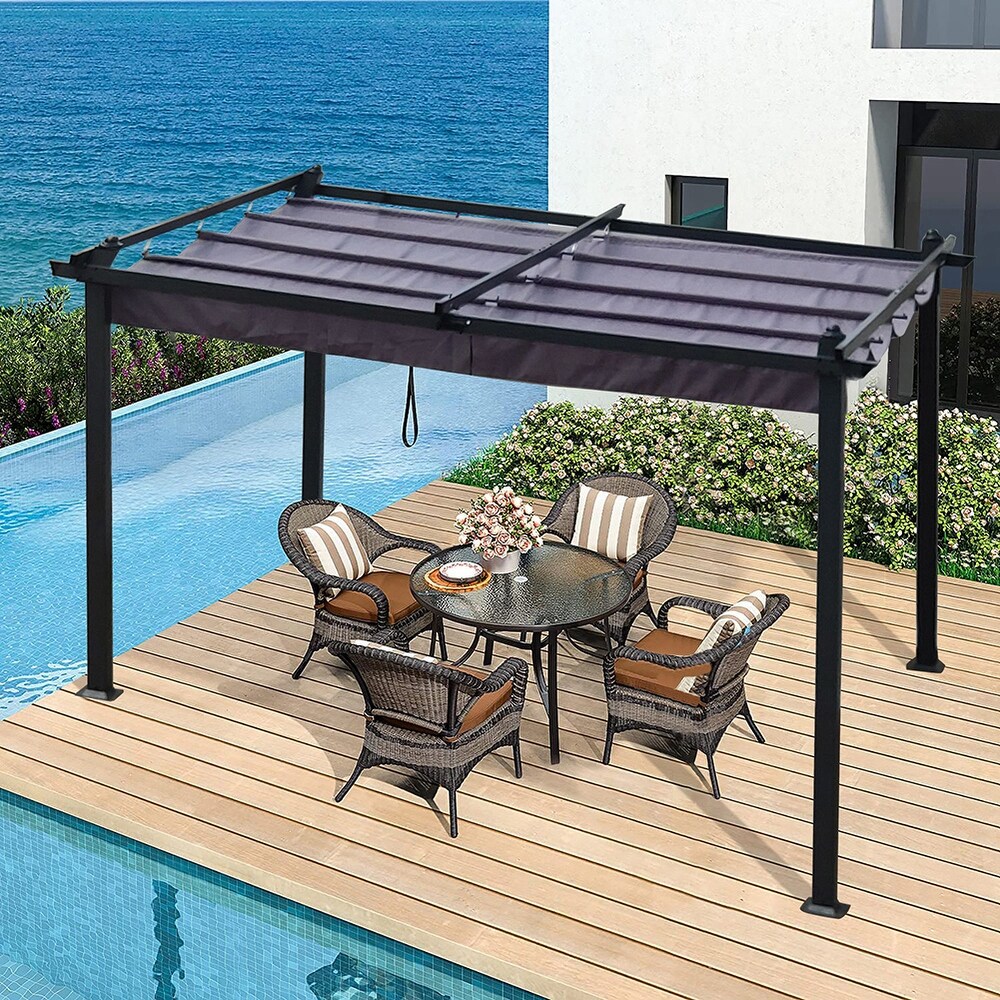 13 x 10 Ft Outdoor Patio Retractable Pergola   Large Garden Gazebos