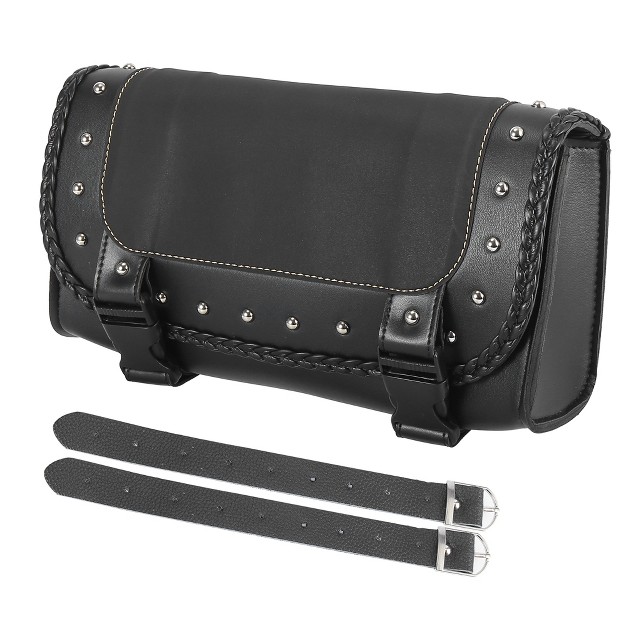 Unique Bargains Faux Leather Cycling Luggage Motorcycle Tool Saddlebag Black