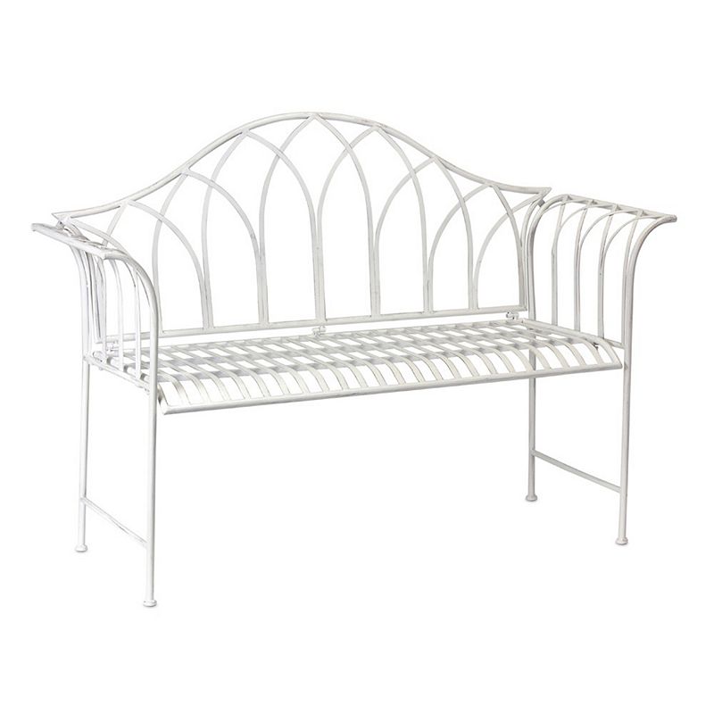 36.5 White Metal Garden Bench