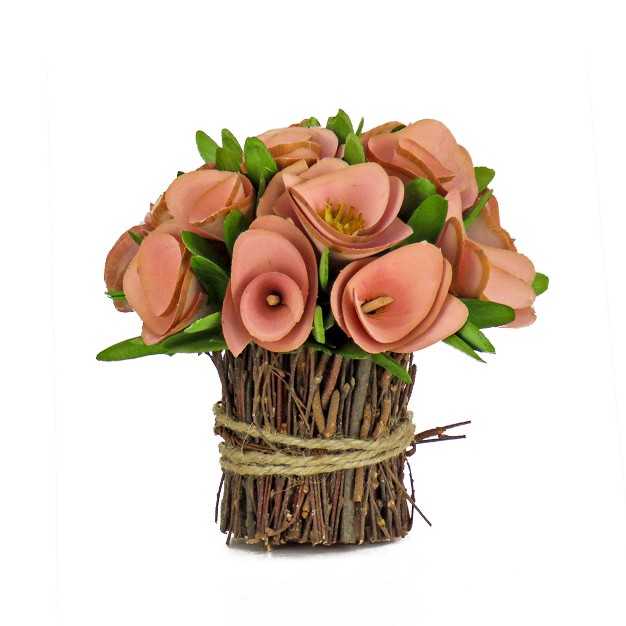 Artificial Spring Pink Floral Bundle In Branch Twig Base National Tree Company