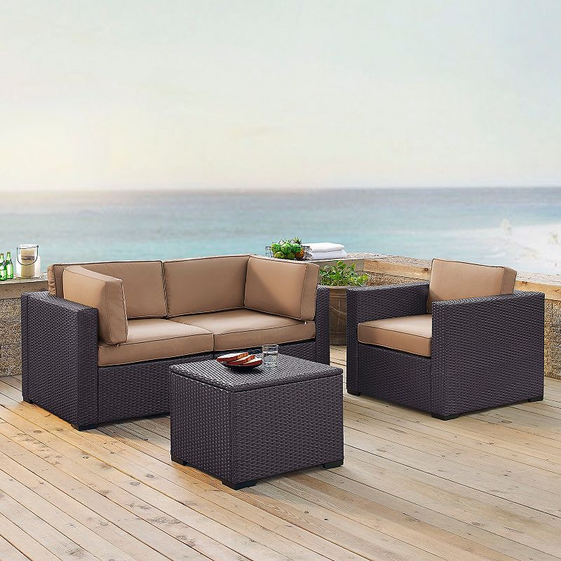 Crosley Furniture Biscayne Patio Wicker Chair and Coffee 4-piece Set