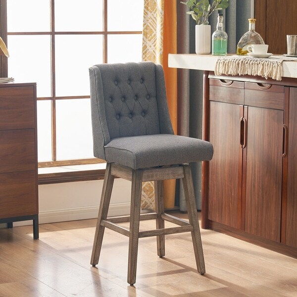 Solid Wood Legs Backrest Pull Point Trapezoidal Bar Stool - N/A