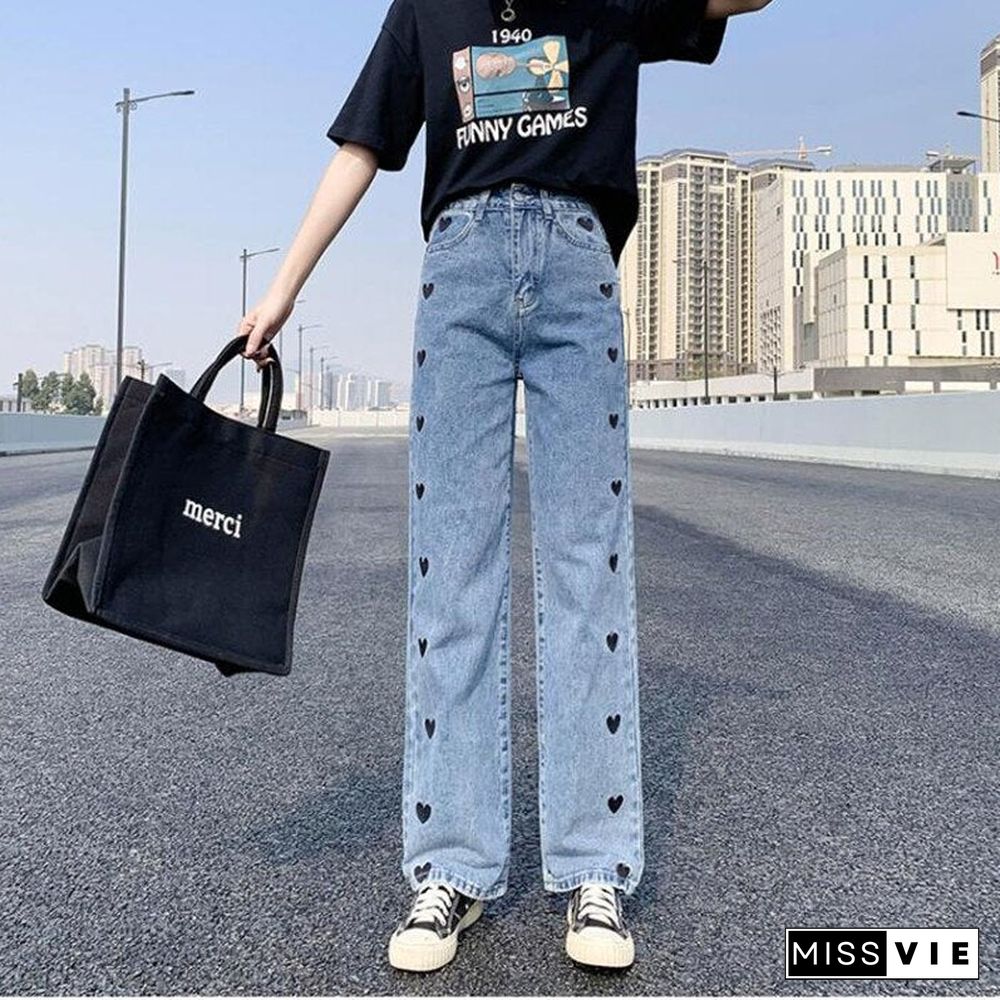 Woman Jeans High Waist Clothes Wide Leg Denim Clothing Blue Streetwear Vintage Quality Fashion Harajuku Straight Pants