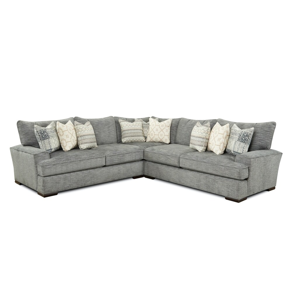 Transitional Handwoven Slate Stationary Sectional