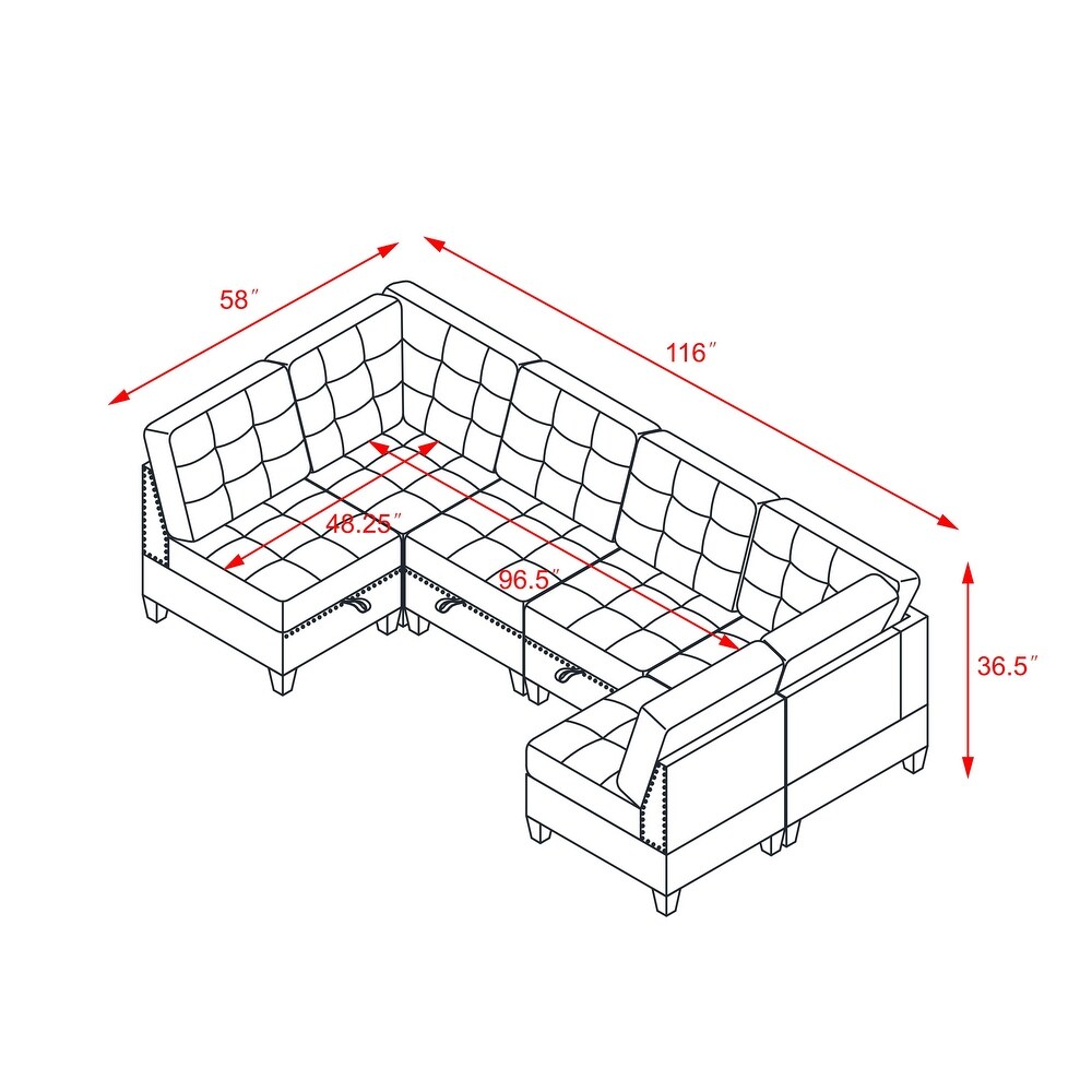 Chenille Modular Corner Sofa U shape Sectional Sofa w/Nailhead