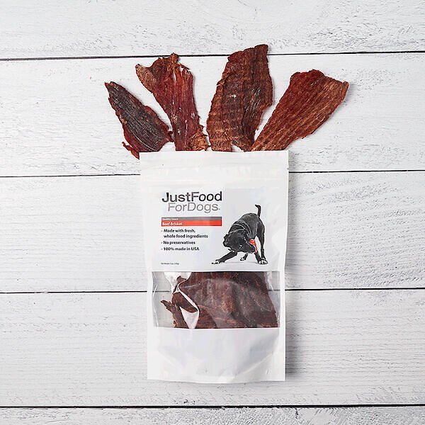 JustFoodForDogs Beef Brisket Dehydrated Dog Treats， 5-oz bag