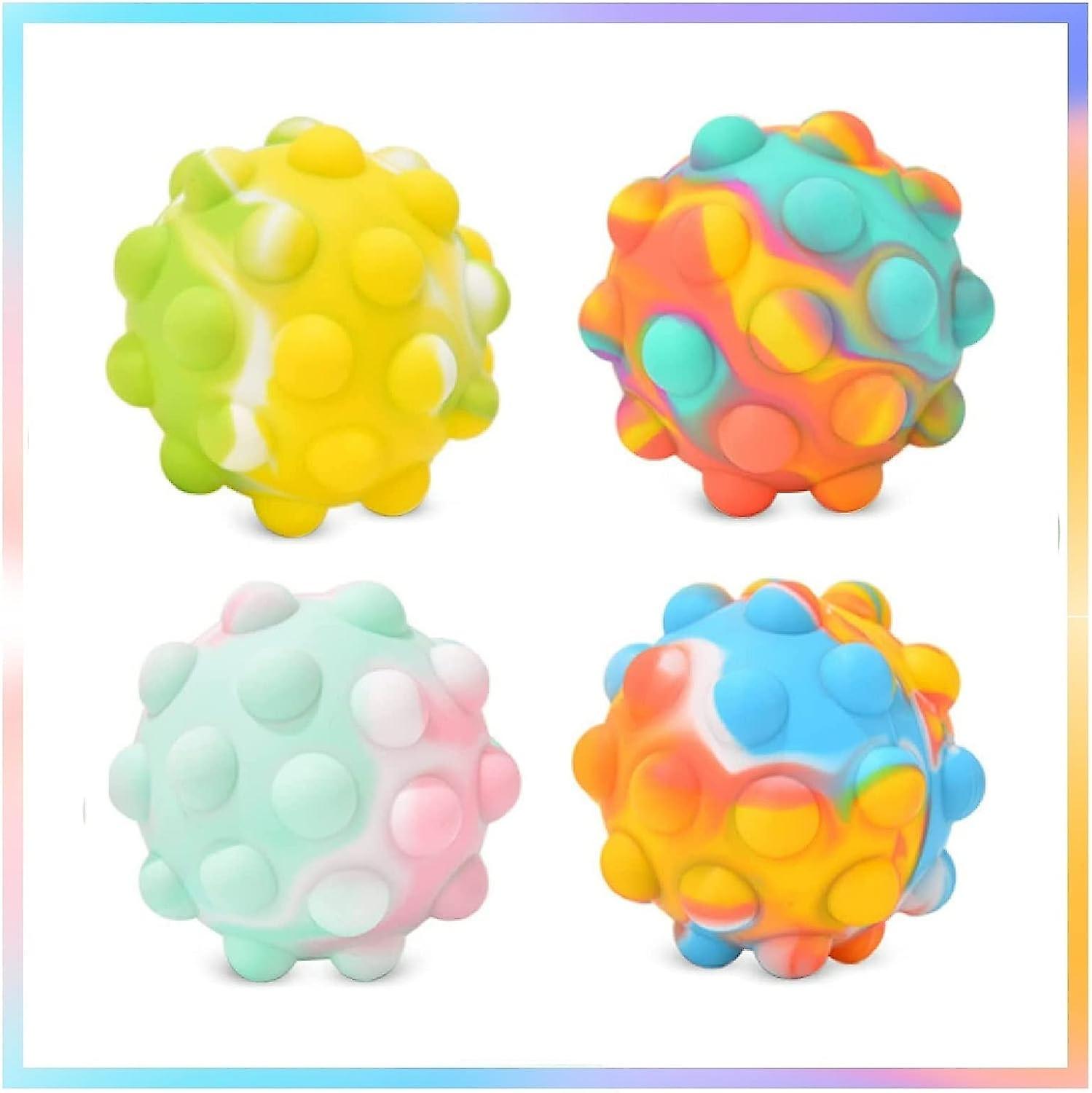 4 Pack Pop Ball 3d Fidget Ball Push Bubble Push3d Squeeze Ball Sensory Toy Gift Popular Stress Relieving Fidget Toy Game For Kids Adult