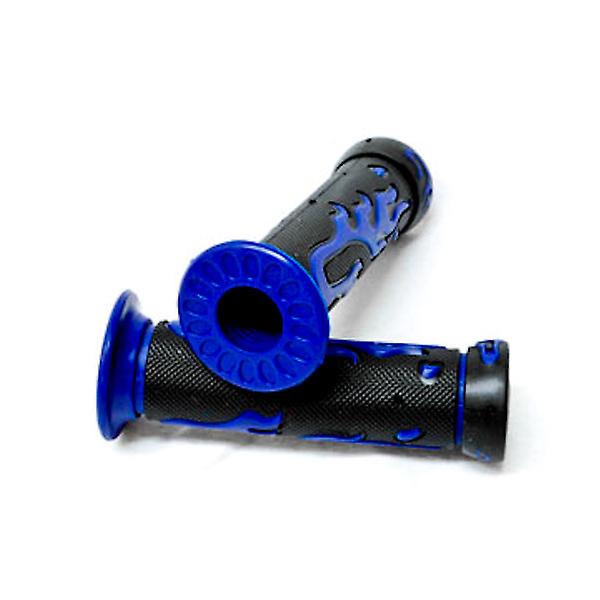 Blue Flame Motorcycle Rubber Hand Grips 7/8