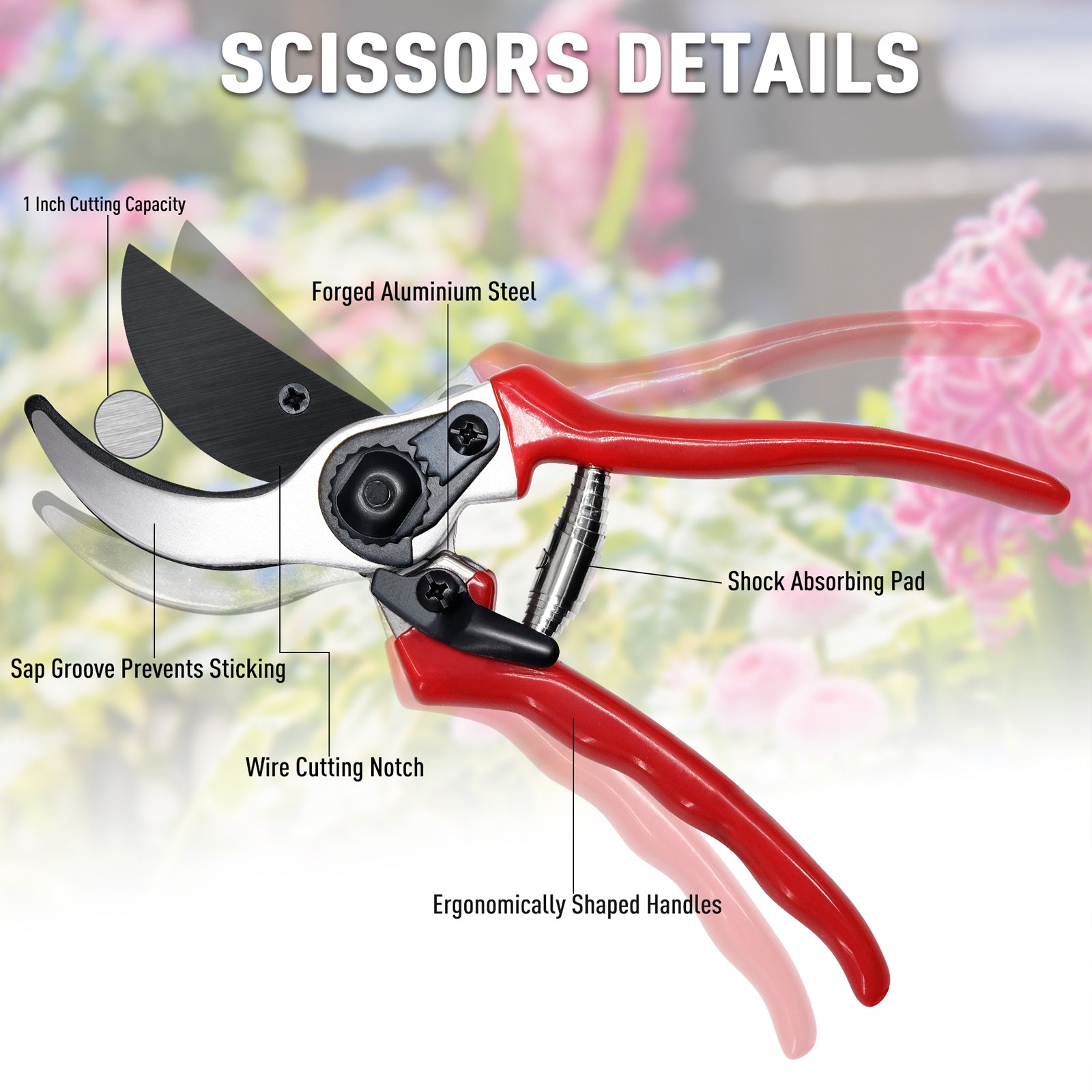 Hortem Pruning Shears Set, 32-Inch Long Tree Reach Pruner or Fruit Picker and Bypass Pruner