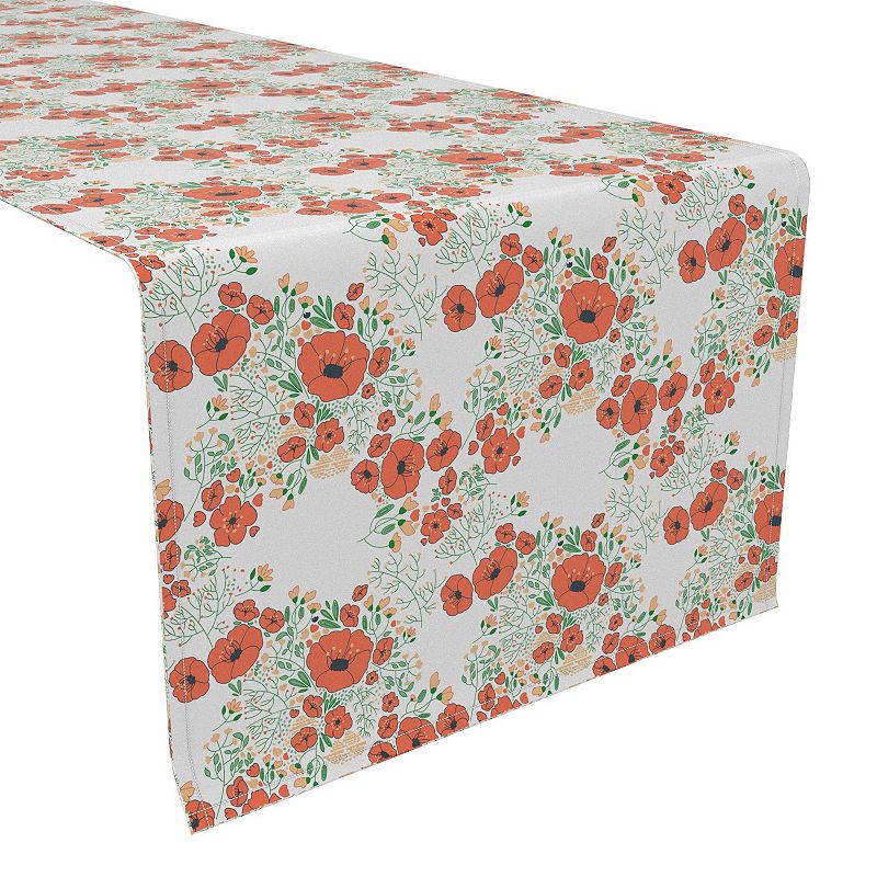 Table Runner， 100% Polyester， 12x72， Summer Floral Design