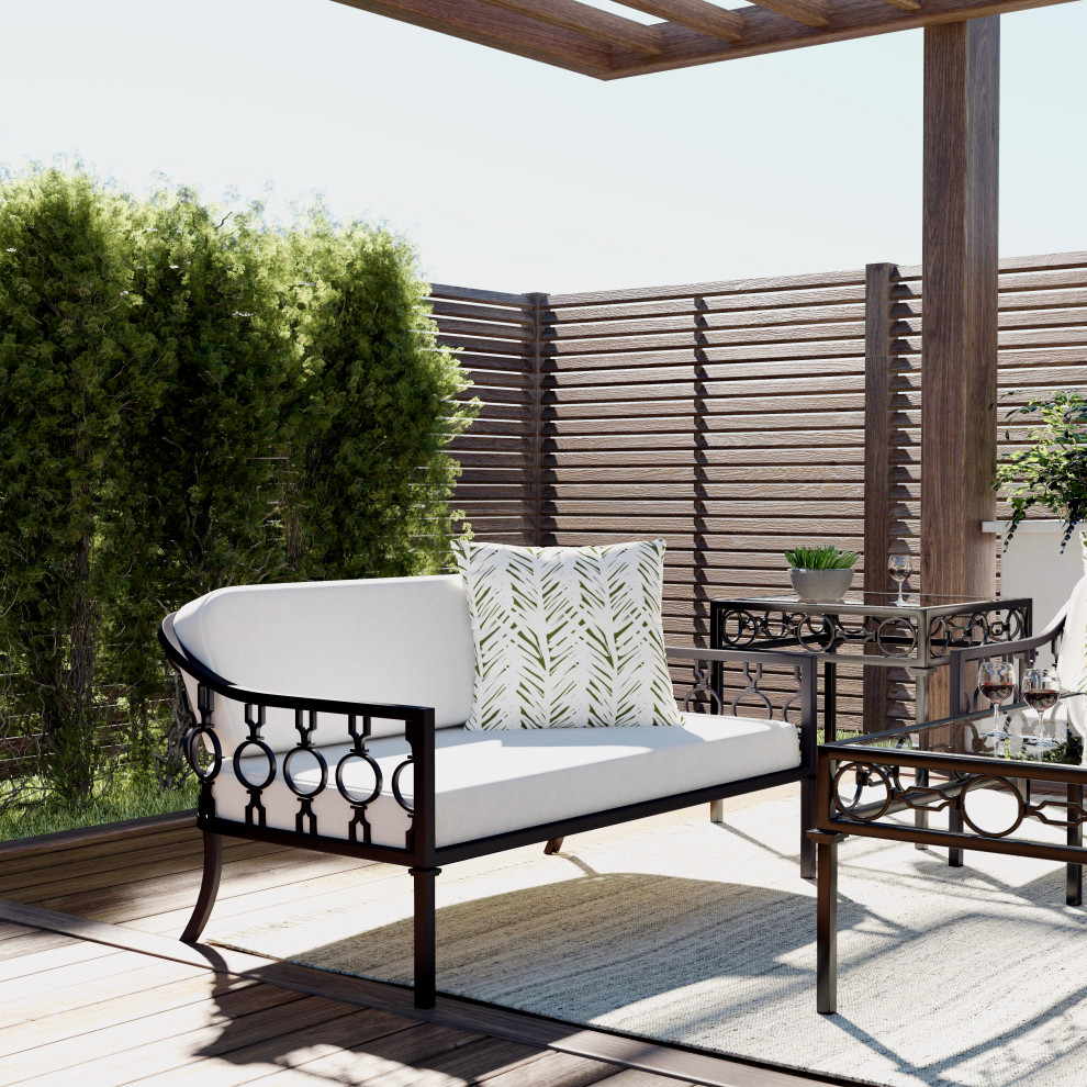 Southport Iron Upholstered Outdoor Loveseat   Transitional   Outdoor Loveseats   by Butler Specialty Company  Houzz