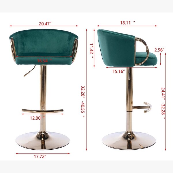 Set of 2 Bar Stools with Base Swivel