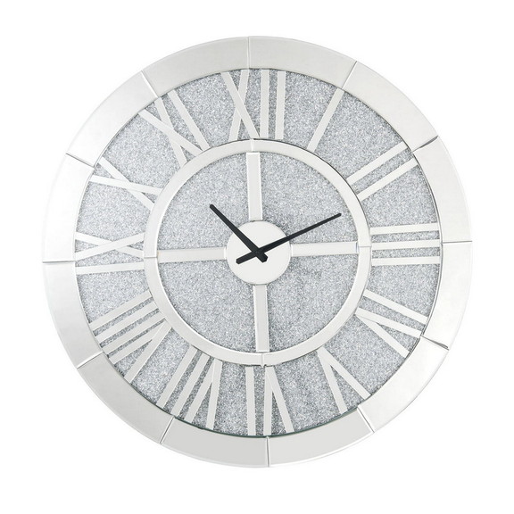 Benjara BM225866 Mirror Panel Frame Wall Clock wit...