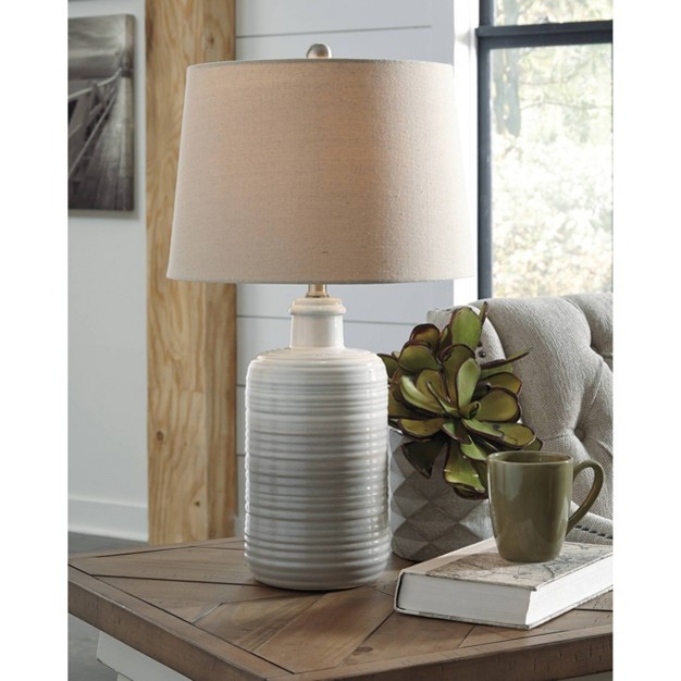 Set Of 2 Marnina Ceramic Table Lamps Taupe Signature Design By Ashley