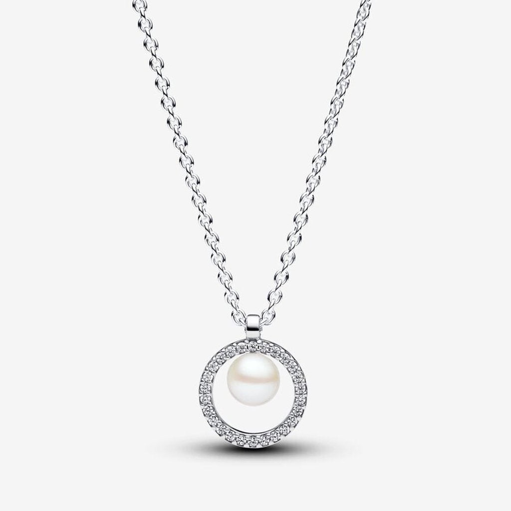 PANDORA  Treated Freshwater Cultured Pearl & Pavé Collier Necklace - Sterling Silver