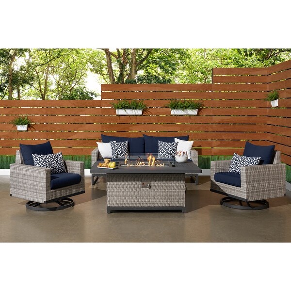 Milo Grey 4 Piece Sunbrella Outdoor Patio Motion Fire Set