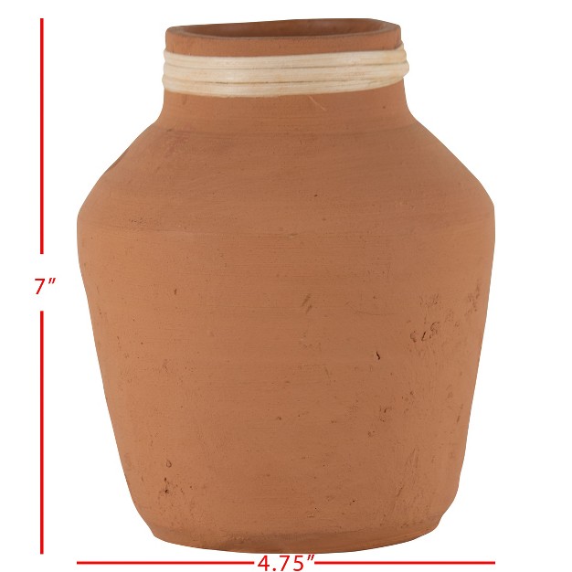 Natural Handthrown Terracotta amp Rattan Vase Foreside Home amp Garden