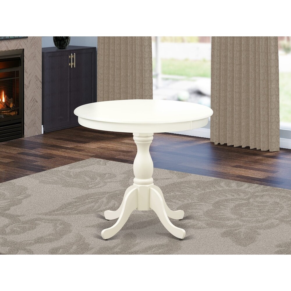 East West Furniture Dining Room Table   a Round kitchen Table Top with Pedestal Base  (Finish Options Available)