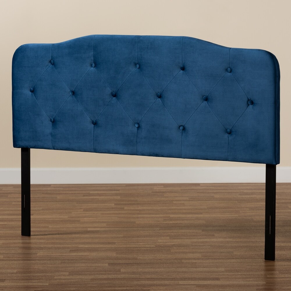 Gregory Modern   Contemporary Velvet Upholstered Headboard Navy Blue