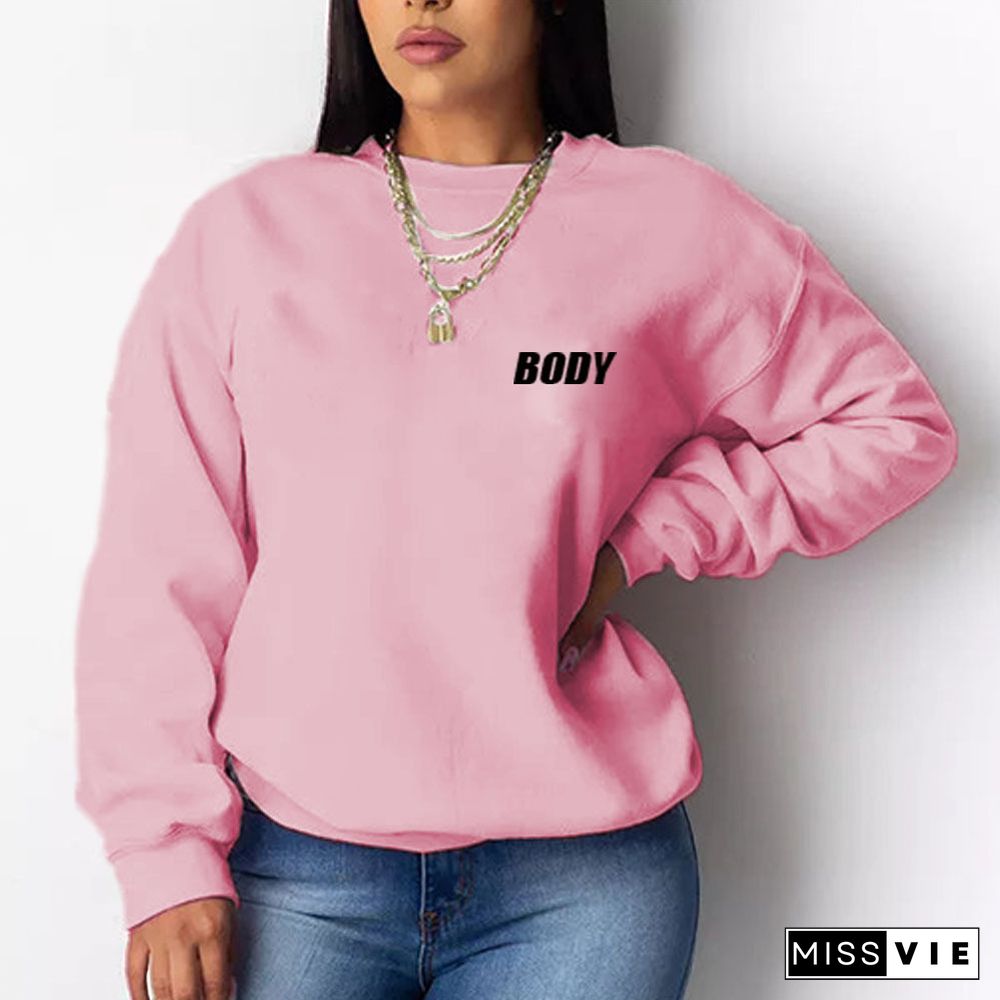 Letter Printed Long Sleeve Casual Sweatshirts