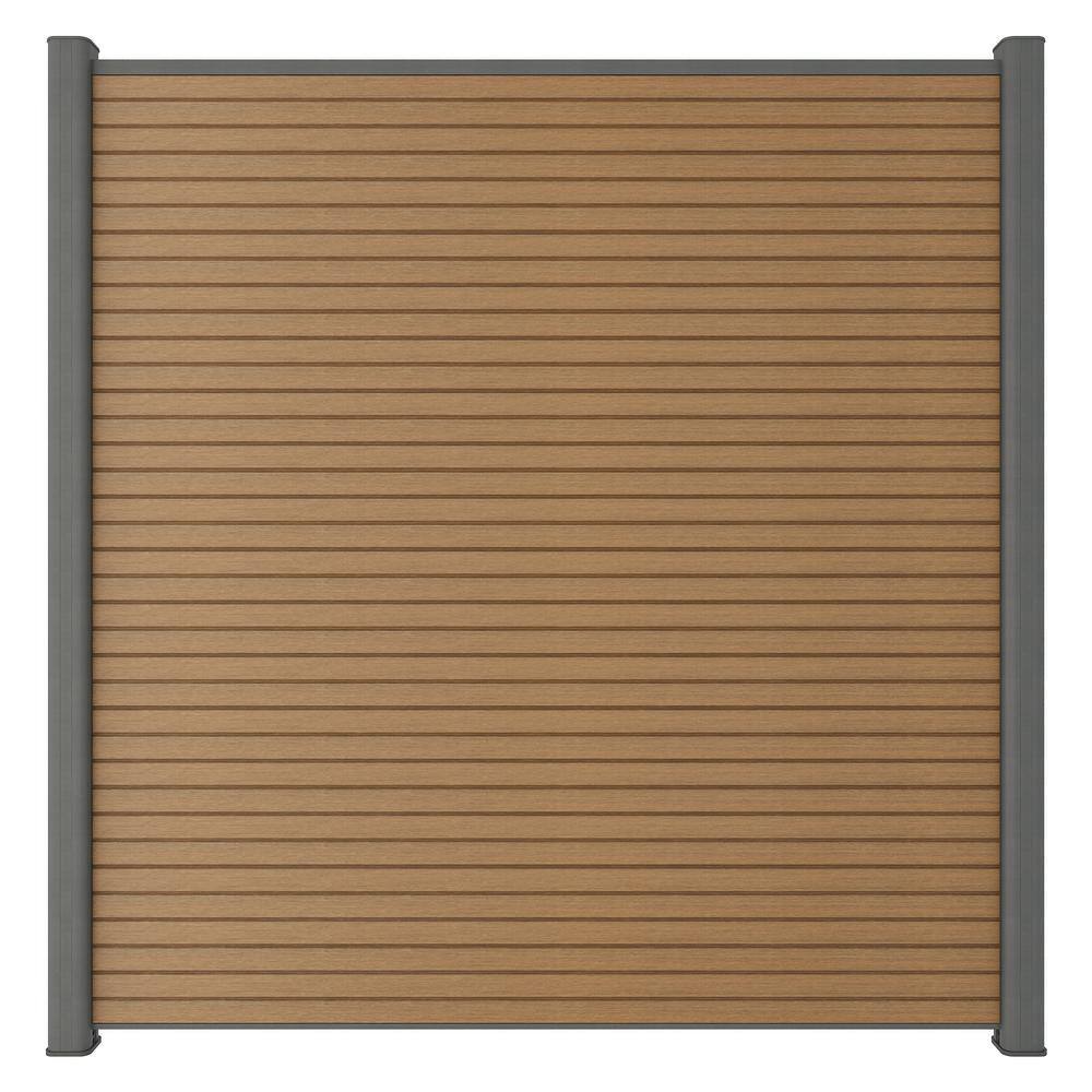 NewTechWood UltraEasy Fencing 6 ft. H x 6 ft. W Peruvian Teak Wood Plastic Composite Horizontal Fence Section Fence-UH66-6-6-TK