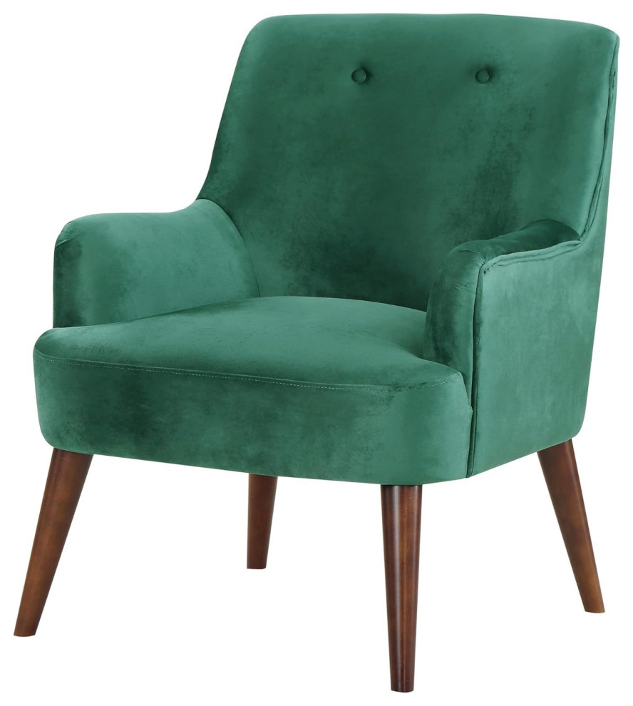 Mid Century Accent Chair  Velvet Seat With Button Tufted Back  Emerald Green   Midcentury   Armchairs And Accent Chairs   by Declusia  Houzz