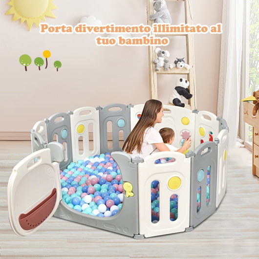 Costway 47951832 12 Panel Baby Playpen Kids Activi...