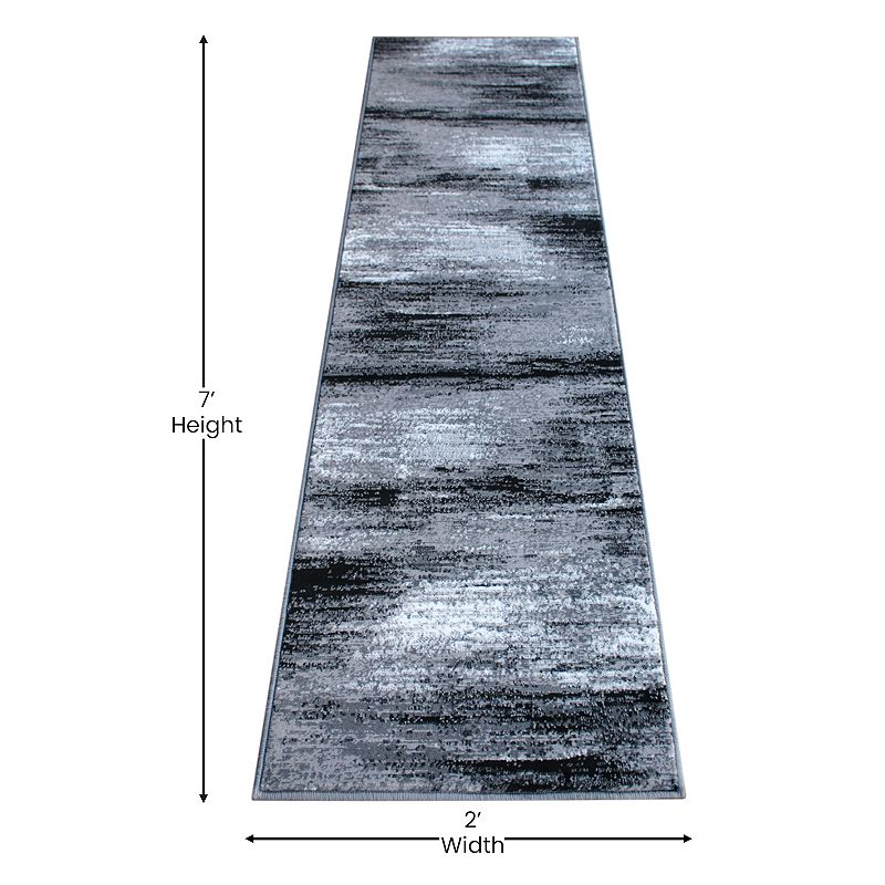 Masada Rugs Masada Rugs Trendz Collection 2'x7' Modern Contemporary Runner Area Rug in Gray， Black and White - Design Trz863