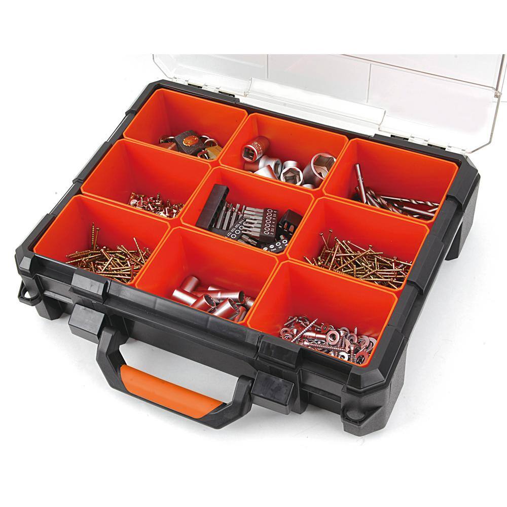 TACTIX 17 in. Plastic Portable Organizer with 9-Bins 320060