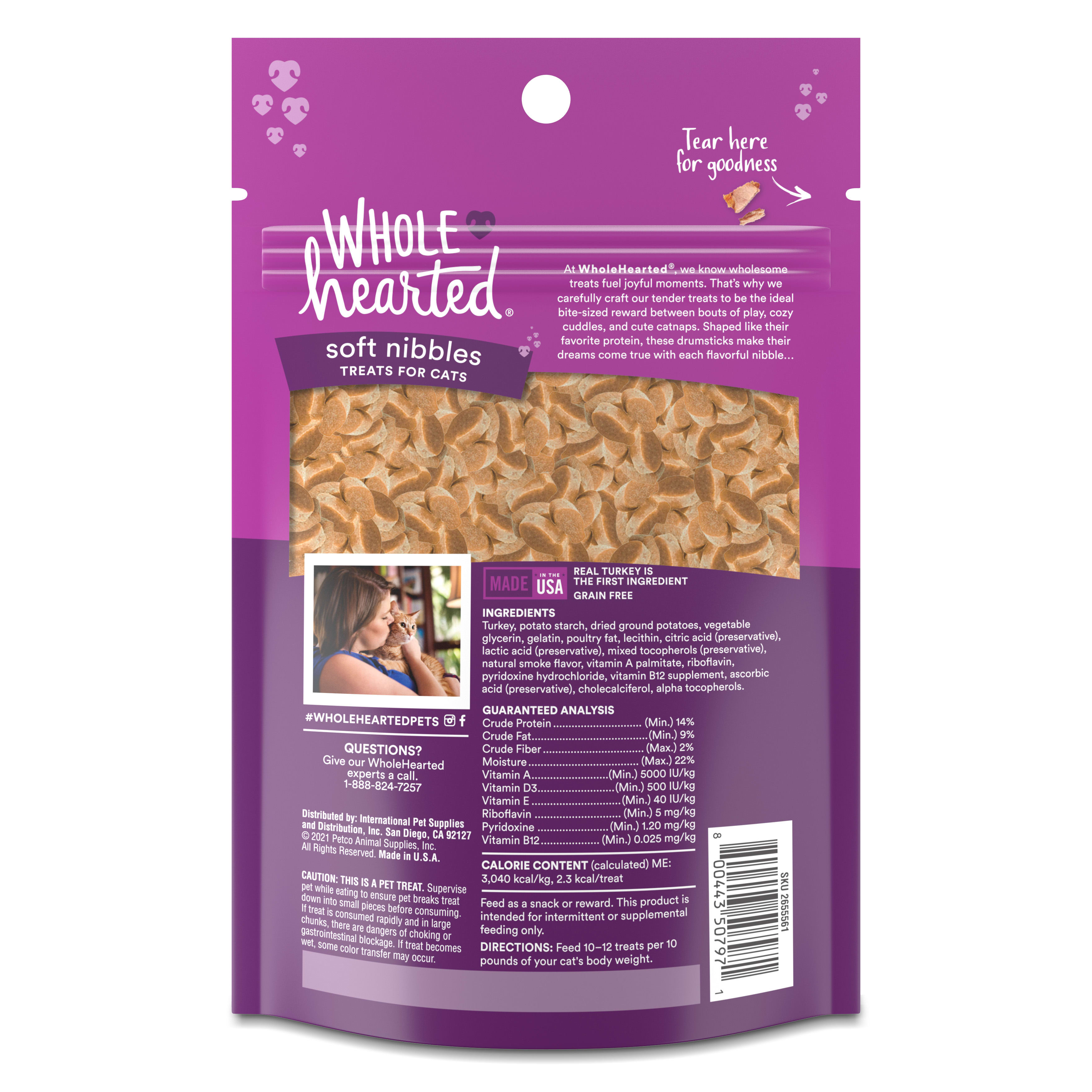 WHOLEHEARTED Savory amp; Tasty Soft Cat Treats - Turkey Recipe， 3 OZ