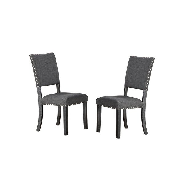 Set of 2 Upholstered Fabric Dining Chairs wiht Sturdy Wooden Frame