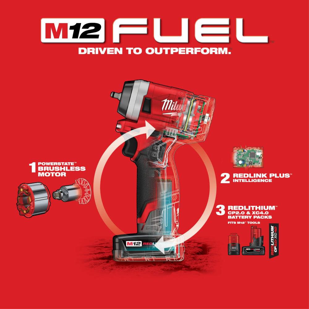 MW M12 FUEL Stubby 1/4 in. Impact Wrench Kit 2552-22 from MW