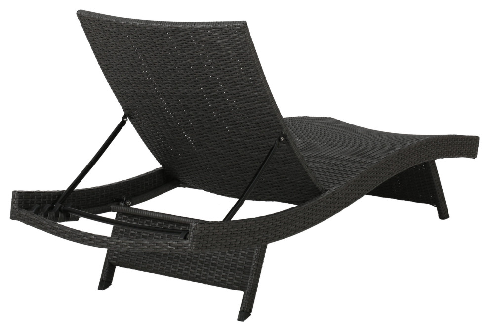 GDF Studio 3 Piece Pocono Outdoor Gray Wicker Chaise Lounge with Table Set   Tropical   Outdoor Lounge Sets   by GDFStudio  Houzz