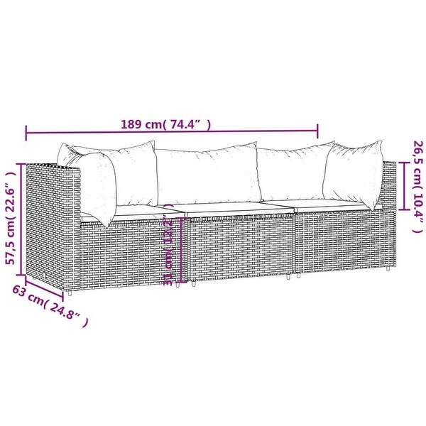 vidaXL Patio Lounge Set with Cushions Brown/Black/Gray Poly Rattan