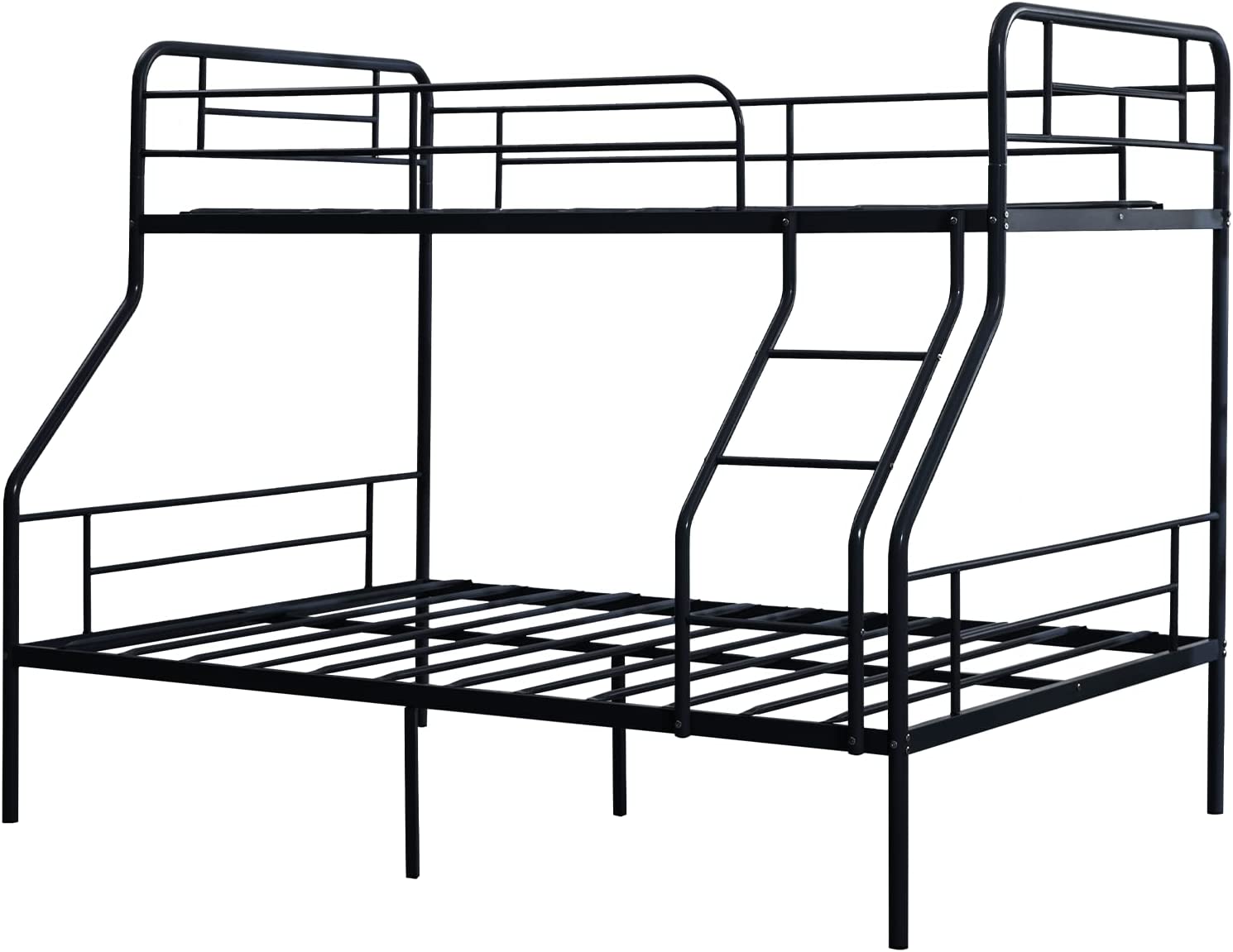 cuoote Heavy Duty Bunk Bed, Metal Twin Bunk Beds for Kids w/Ladder and Guardrail, Space-Saving Design, No Box Spring Needed, Black