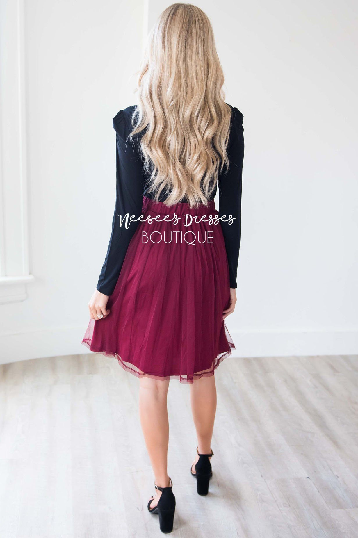 Burgundy Tulle Aline Skirt