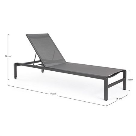 Bain de soleil design BIZZOTTO Cali antracite- Chaise longue de jardin aluminium