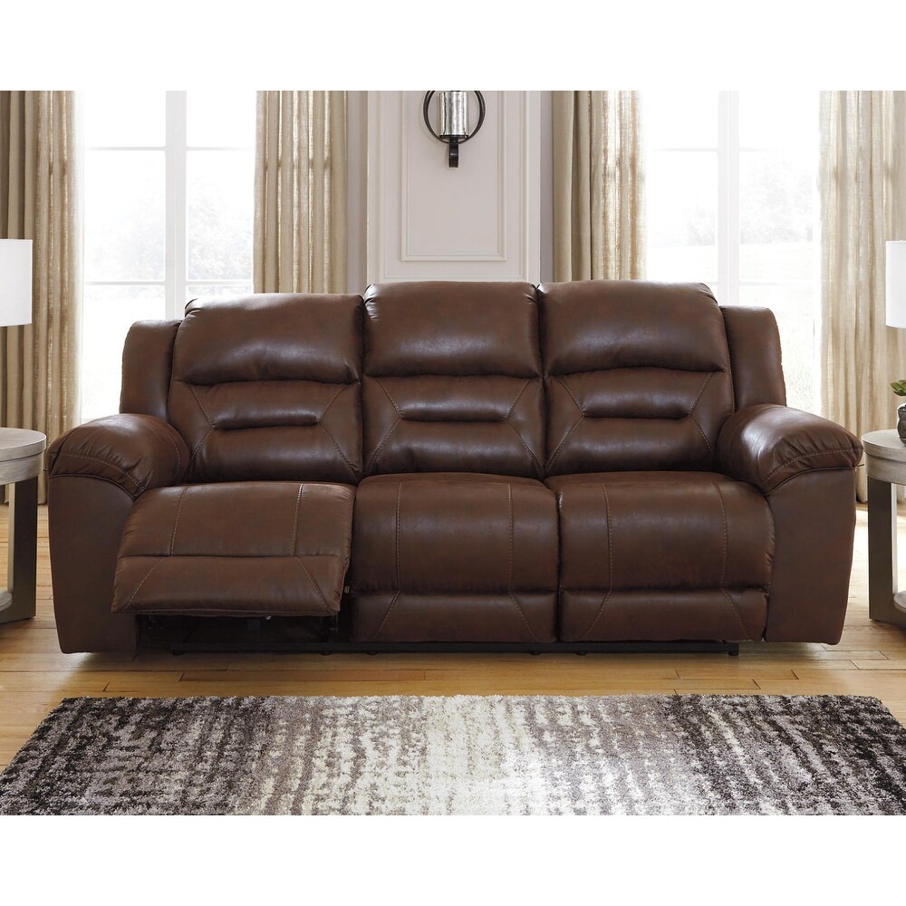 Stoneland Contemporary Reclining Power Sofa Chocolate