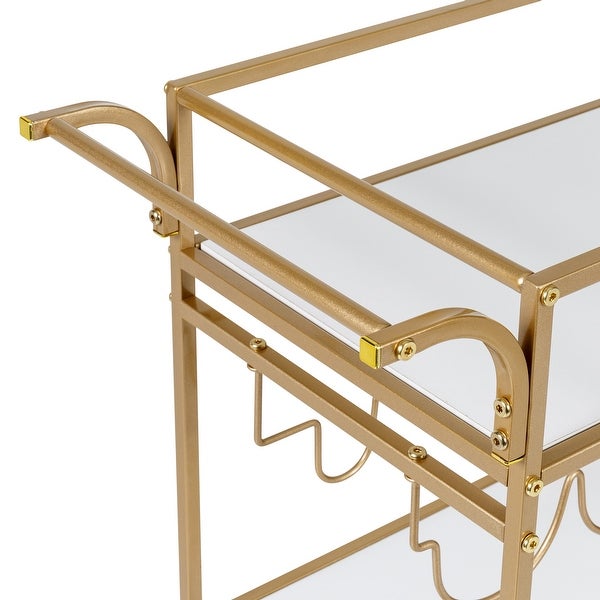 3-Tier Bar Cart， Gold/White