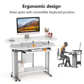 Tribesigns Lantz 48 in. White Wood L-Shaped Computer Desk Rotating Corner Desk and Modern Office Study Workstation TJHD-HOGA0978