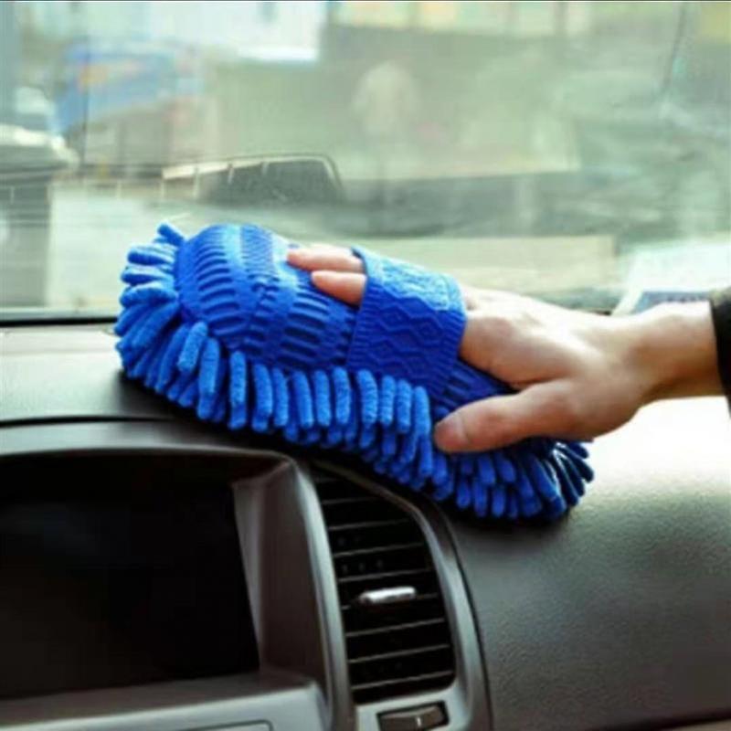 Car Wash Gloves， 2 In1  Car Wash Gloves， Super Soft And Fine Fiber Car Wash Glove Sponge， Large Size Cleaning Tool Chenille Coral Sponge Car Cleaning