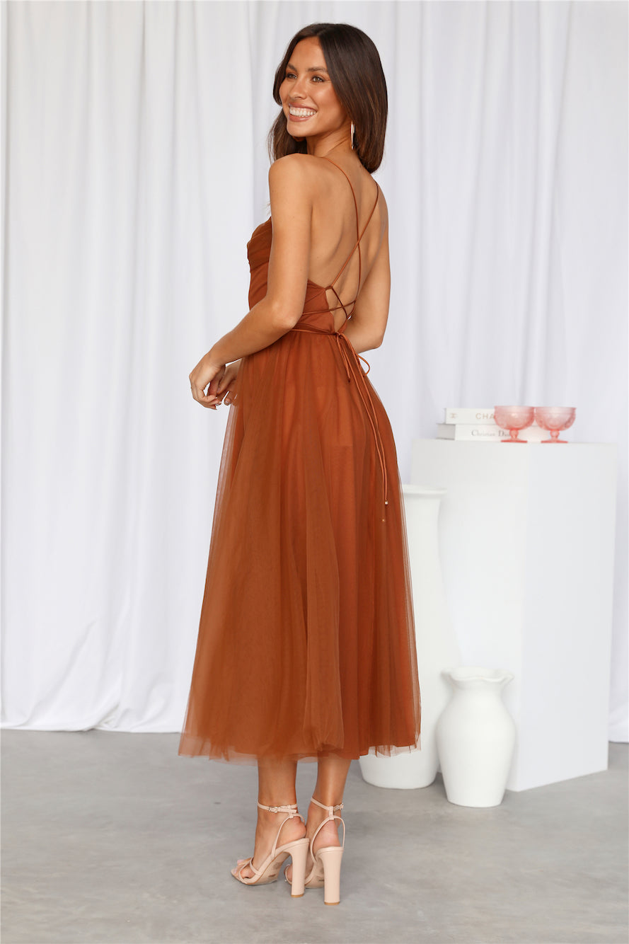 Signal My Way Midi Dress Chocolate