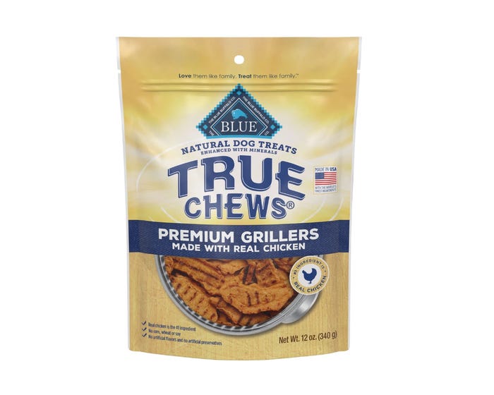 Blue Buffalo True Chews Premium Grillers Natural Dog Treats， Chicken， 12 oz. Bag