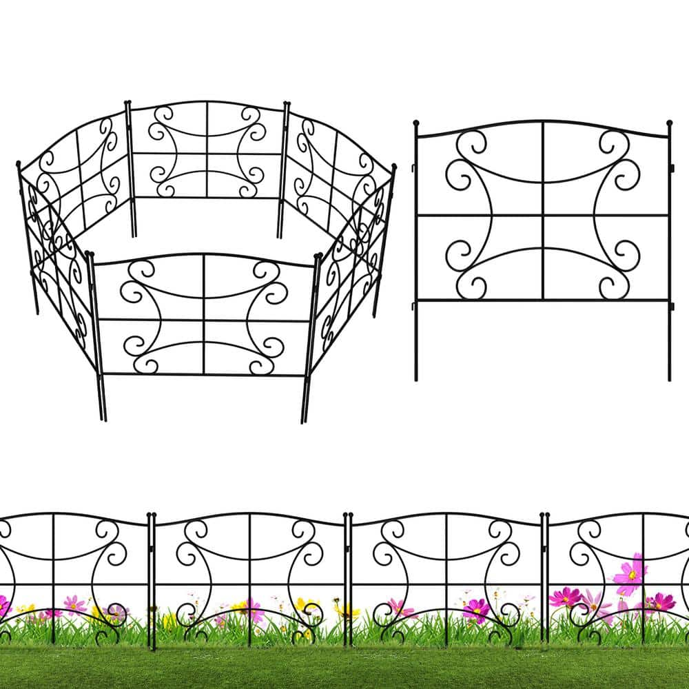 FENCY 24 in. Black Metal Decorative Outdoor Garden Border Fence HD-A-HW89013