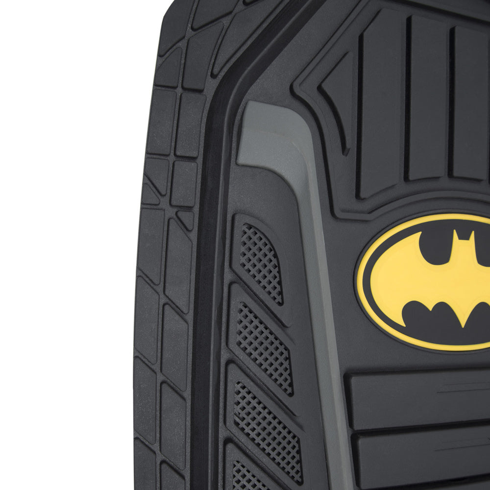 Superhero Car Floor Mats， Officially Licensed Warner Bros DC Comics， All Weather Interior Auto Protection， Heavy Duty Rubber Liners for Car Truck Van SUV， Batman