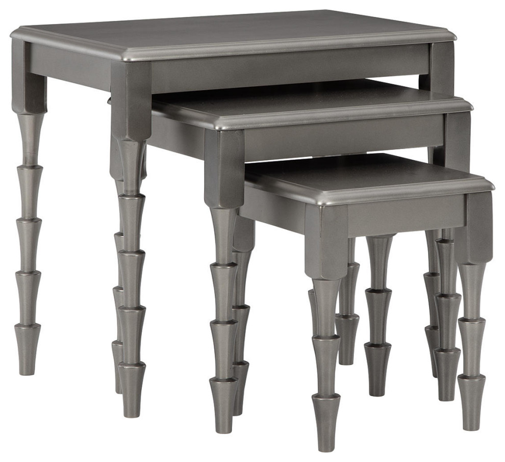 Larkendale Metallic Gray Accent Table  3 Piece Set   Transitional   Coffee Table Sets   by Ashley Furniture Industries  Houzz