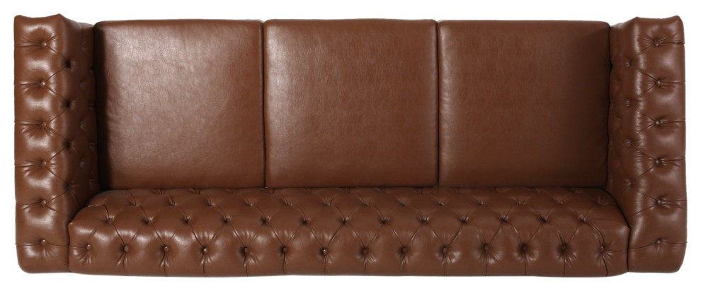 Chesterfield Sofa  Button Tufted Low Back  ampRolled Arms   Traditional   Sofas   by Decorn  Houzz