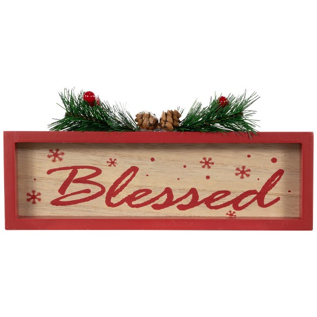 Framed quot blessed quot Wooden Tabletop Christmas Decoration