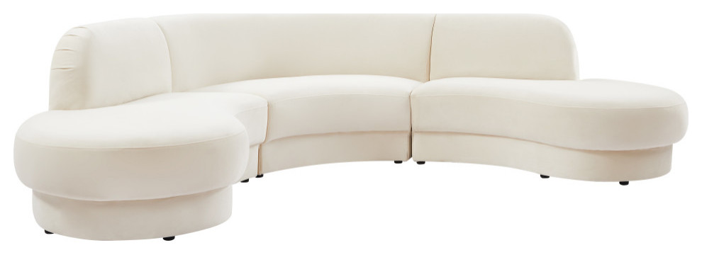 Rosa Velvet Upholstered 3 Piece Sectional   Contemporary   Sectional Sofas   by Meridian Furniture  Houzz