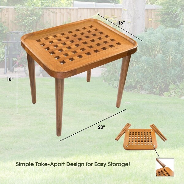 Solid Teak Grate End Table - 20